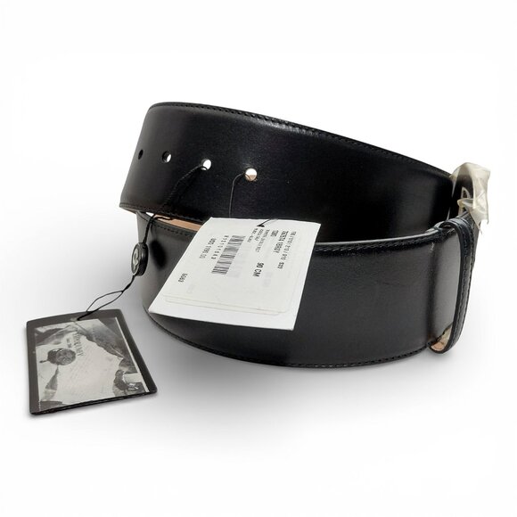 Alexander McQueen Unisex Black Geometric Buckle Leather High Belt (0213)
